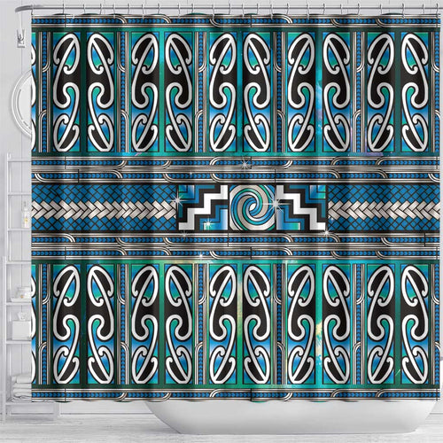 Maori Matariki Shower Curtain Green Galaxy Aesthetic Koru Art