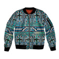 Maori Matariki Sleeve Zip Bomber Jacket Green Galaxy Aesthetic Koru Art