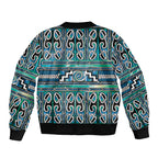 Maori Matariki Sleeve Zip Bomber Jacket Green Galaxy Aesthetic Koru Art