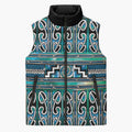 Maori Matariki Sleeveless Puffer Jacket Green Galaxy Aesthetic Koru Art