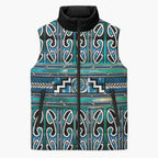Maori Matariki Sleeveless Puffer Jacket Green Galaxy Aesthetic Koru Art
