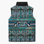 Maori Matariki Sleeveless Puffer Jacket Green Galaxy Aesthetic Koru Art