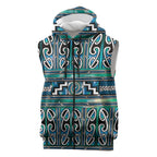 Maori Matariki Sleeveless Zip Hoodie Green Galaxy Aesthetic Koru Art
