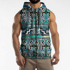 Maori Matariki Sleeveless Zip Hoodie Green Galaxy Aesthetic Koru Art