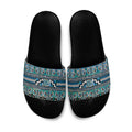 Maori Matariki Slide Sandals Green Galaxy Aesthetic Koru Art