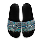 Maori Matariki Slide Sandals Green Galaxy Aesthetic Koru Art