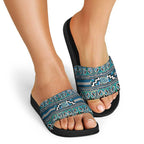 Maori Matariki Slide Sandals Green Galaxy Aesthetic Koru Art