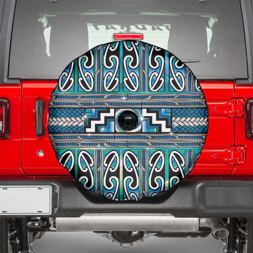 Maori Matariki Spare Tire Cover Green Galaxy Aesthetic Koru Art