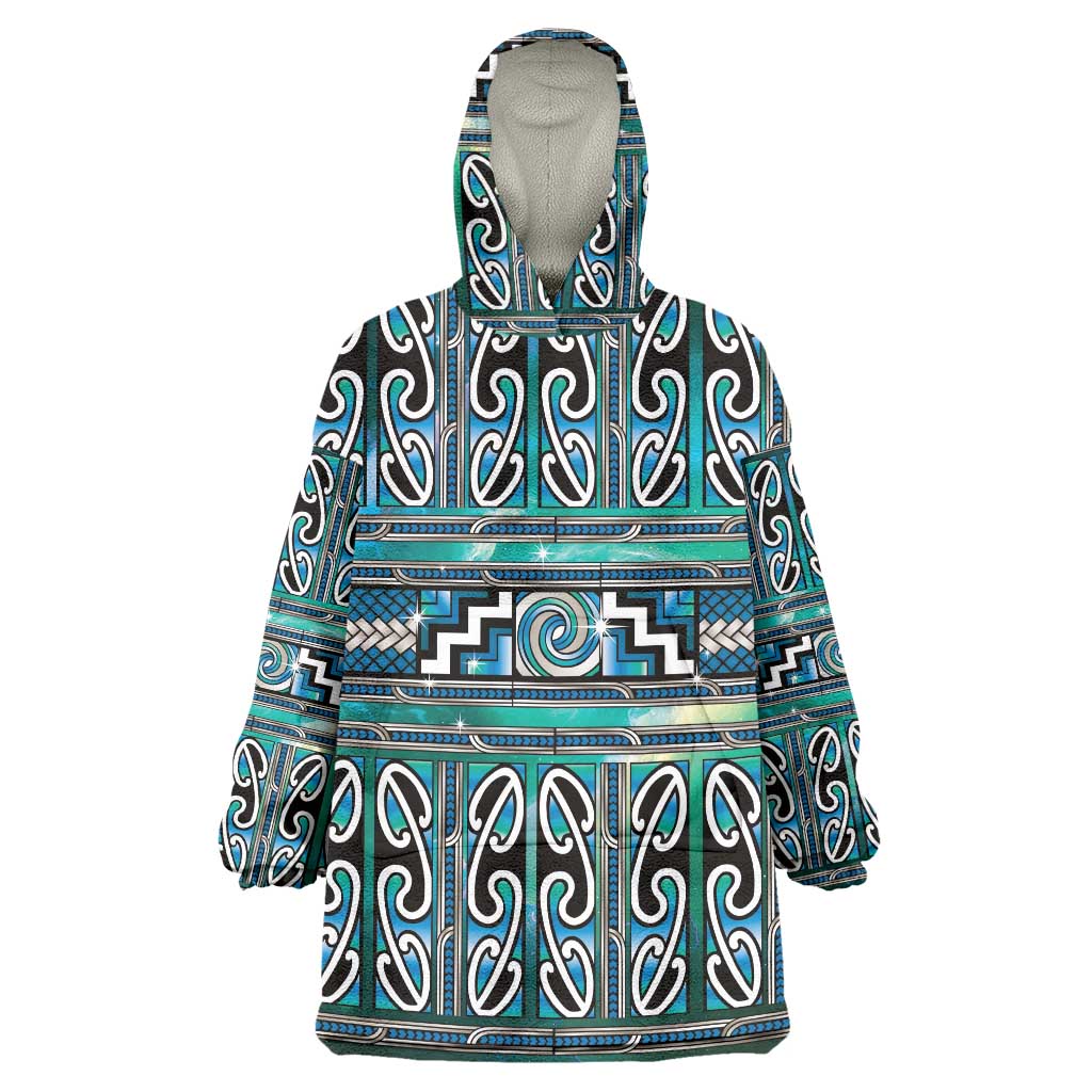 Maori Matariki Wearable Blanket Hoodie Green Galaxy Aesthetic Koru Art
