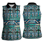 Maori Matariki Women Sleeveless Polo Shirt Green Galaxy Aesthetic Koru Art