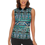 Maori Matariki Women Sleeveless Polo Shirt Green Galaxy Aesthetic Koru Art