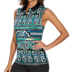 Maori Matariki Women Sleeveless Polo Shirt Green Galaxy Aesthetic Koru Art