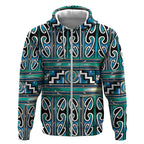 Maori Matariki Zip Hoodie Green Galaxy Aesthetic Koru Art