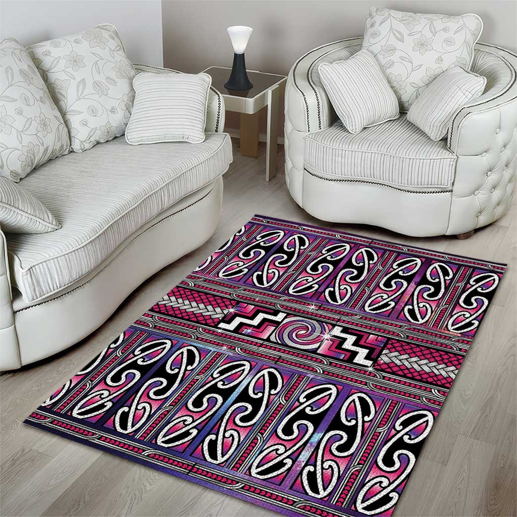 Maori Matariki Area Rug Pink Galaxy Aesthetic Koru Art