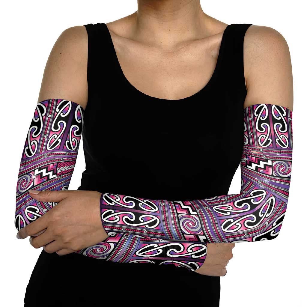 Maori Matariki Arm Sleeves Pink Galaxy Aesthetic Koru Art