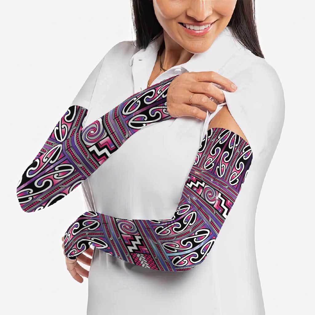 Maori Matariki Arm Sleeves Pink Galaxy Aesthetic Koru Art