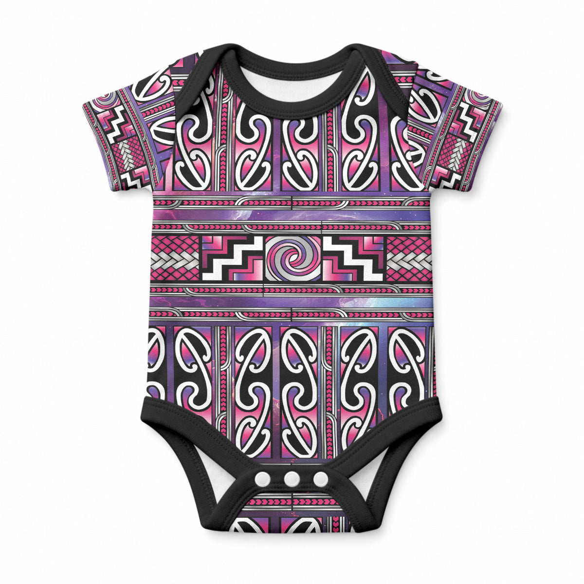 Maori Matariki Baby Onesie Pink Galaxy Aesthetic Koru Art