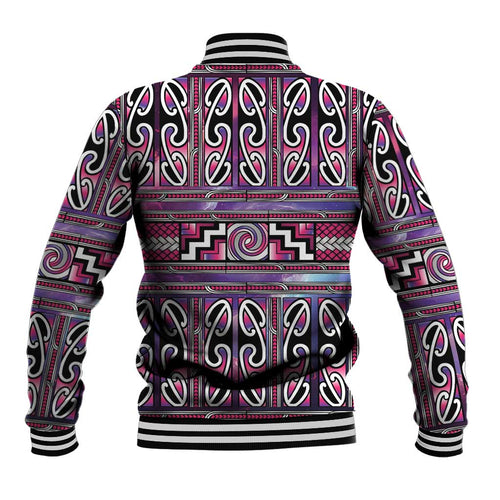 Maori Matariki Baseball Jacket Pink Galaxy Aesthetic Koru Art