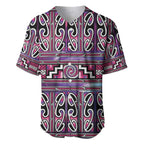Maori Matariki Baseball Jersey Pink Galaxy Aesthetic Koru Art