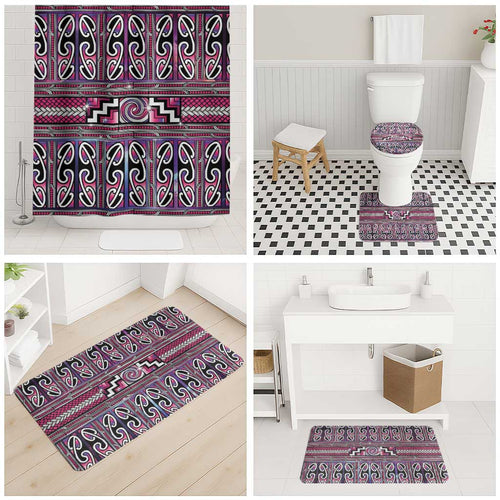 Maori Matariki Bathroom Set Pink Galaxy Aesthetic Koru Art