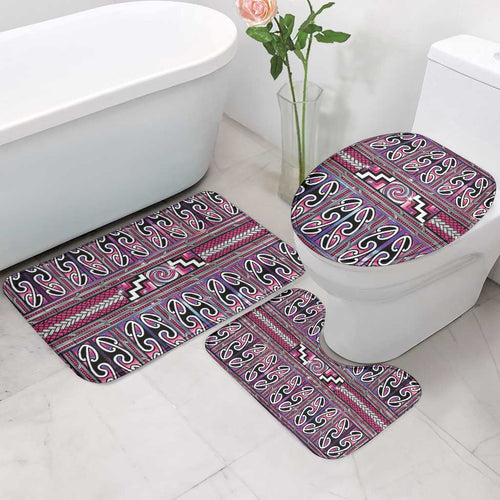 Maori Matariki Bathroom Set Pink Galaxy Aesthetic Koru Art
