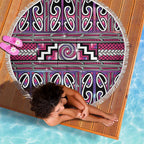 Maori Matariki Beach Blanket Pink Galaxy Aesthetic Koru Art
