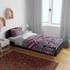 Maori Matariki Bedding Set Pink Galaxy Aesthetic Koru Art