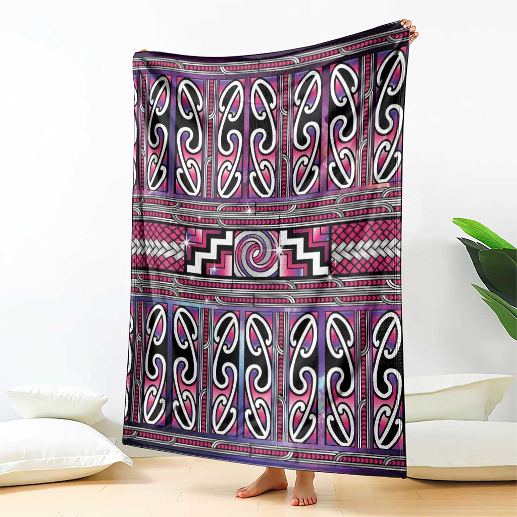 Maori Matariki Blanket Pink Galaxy Aesthetic Koru Art