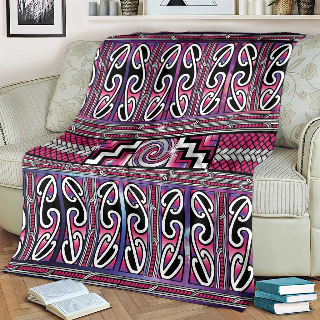 Maori Matariki Blanket Pink Galaxy Aesthetic Koru Art