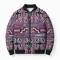 Maori Matariki Bomber Puffer Jacket Pink Galaxy Aesthetic Koru Art