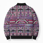 Maori Matariki Bomber Puffer Jacket Pink Galaxy Aesthetic Koru Art
