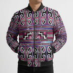 Maori Matariki Bomber Puffer Jacket Pink Galaxy Aesthetic Koru Art