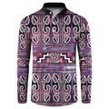Maori Matariki Button Sweatshirt Pink Galaxy Aesthetic Koru Art