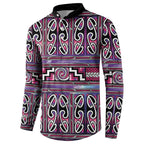 Maori Matariki Button Sweatshirt Pink Galaxy Aesthetic Koru Art