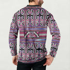 Maori Matariki Button Sweatshirt Pink Galaxy Aesthetic Koru Art