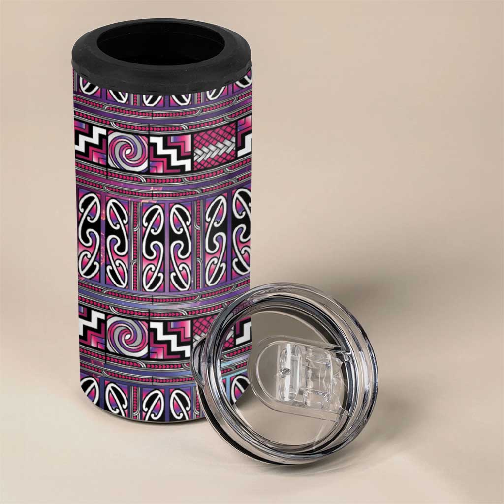 Maori Matariki 4 in 1 Can Cooler Tumbler Pink Galaxy Aesthetic Koru Art