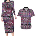 Maori Matariki Couples Matching Long Sleeve Bodycon Dress and Hawaiian Shirt Pink Galaxy Aesthetic Koru Art