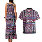 Maori Matariki Couples Matching Tank Maxi Dress and Hawaiian Shirt Pink Galaxy Aesthetic Koru Art