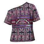 Maori Matariki Cross Shoulder Shirt Pink Galaxy Aesthetic Koru Art