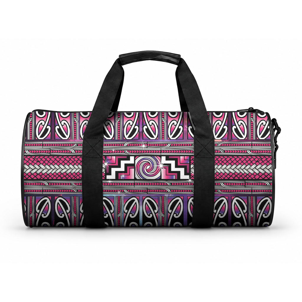 Maori Matariki Duffle Bag Pink Galaxy Aesthetic Koru Art