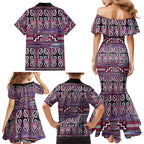 Maori Matariki Family Matching Mermaid Dress and Hawaiian Shirt Pink Galaxy Aesthetic Koru Art