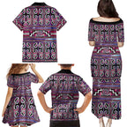 Maori Matariki Family Matching Puletasi and Hawaiian Shirt Pink Galaxy Aesthetic Koru Art