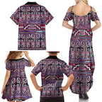 Maori Matariki Family Matching Summer Maxi Dress and Hawaiian Shirt Pink Galaxy Aesthetic Koru Art