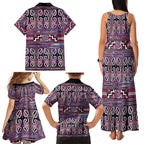 Maori Matariki Family Matching Tank Maxi Dress and Hawaiian Shirt Pink Galaxy Aesthetic Koru Art