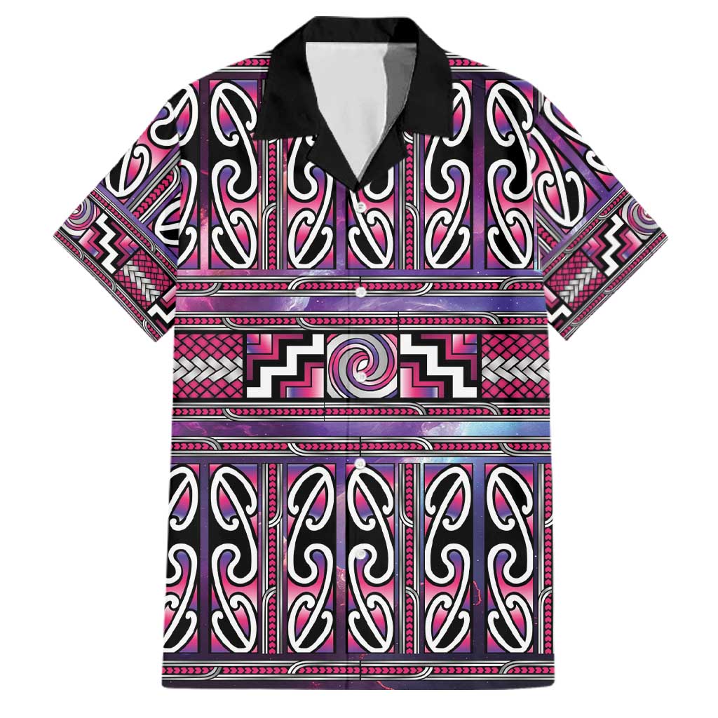 Maori Matariki Family Matching Tank Maxi Dress and Hawaiian Shirt Pink Galaxy Aesthetic Koru Art