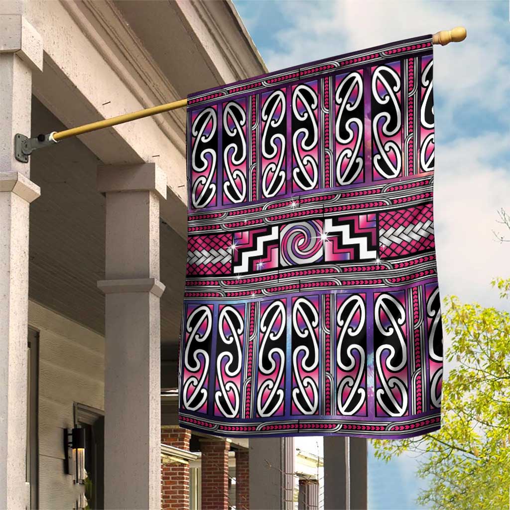 Maori Matariki Garden Flag Pink Galaxy Aesthetic Koru Art