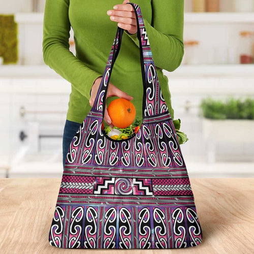 Maori Matariki Grocery Bag Pink Galaxy Aesthetic Koru Art