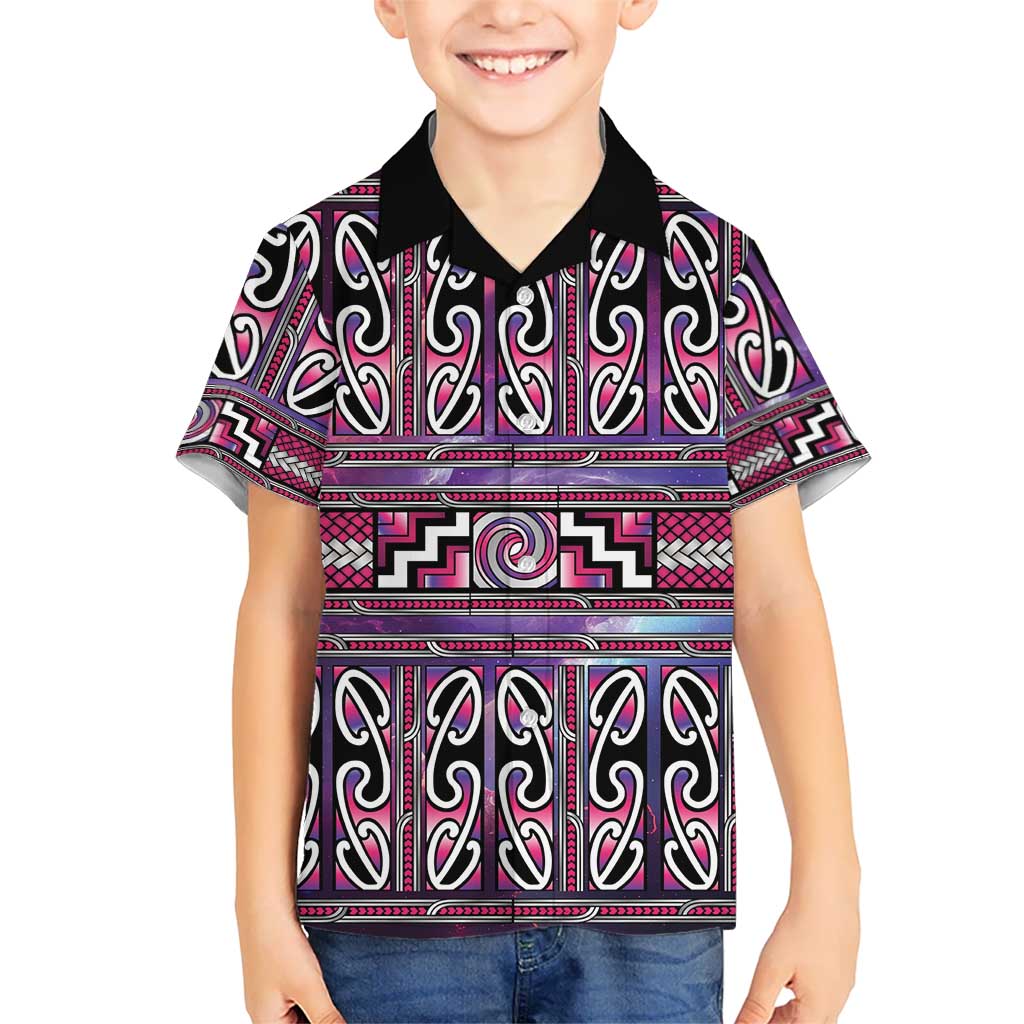 Maori Matariki Hawaiian Shirt Pink Galaxy Aesthetic Koru Art