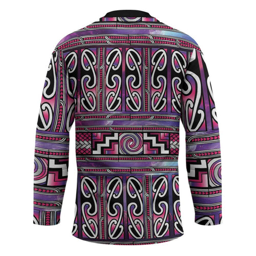 Maori Matariki Hockey Jersey Pink Galaxy Aesthetic Koru Art