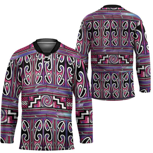 Maori Matariki Hockey Jersey Pink Galaxy Aesthetic Koru Art